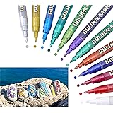 GETHPEN Acrylic Paint Pens Paint Markers Set of 12，Metallic Acrylic Paint Pens for Rocks Painting,Canvas, Ceramic,Fabric, Gla