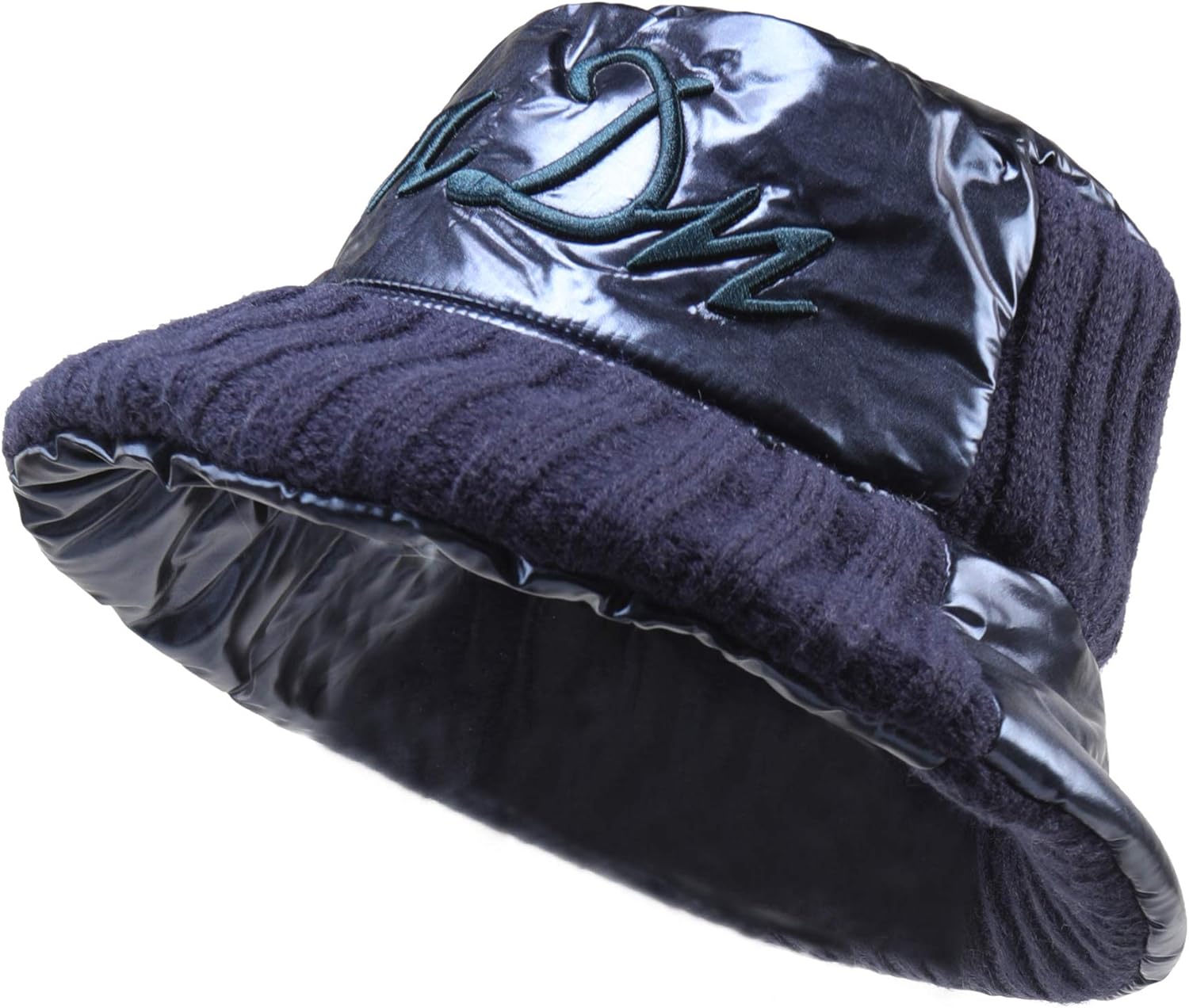 Pilipala Womens Winter Bucket Hat Shiny Metallic Reversible Warm Fishing Boonie Fashion Wide Brim Cap Unisex