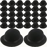 SGBETTER 32 Pack Black Bowler Hats Plastic Derby Top Hat Bulk Costume Accessories for Men Women Kids Halloween Masquerades Party Dress up