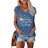 BLACKMYTH Women's V-Neck T-Shirt with Find Joy Print Cap Sleeve Tops
