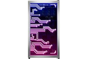 Manastin Gaming Light Up Beverage Refrigertor, Led Lighting Door 120 Cans Freestanding Beverage Fridge, Cyberpunk Beverage Cooler for Gaming, Gaming Room, Bar, Party (Lighting)