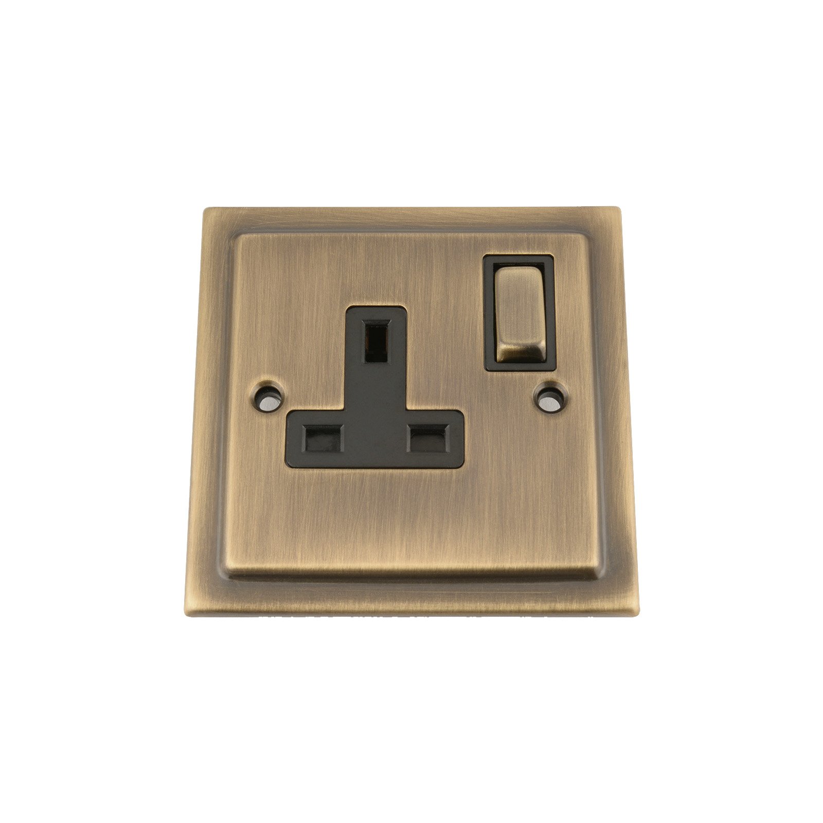 Single Plug Socket 1 Gang 13 Amp - Victorian - Antique Brass