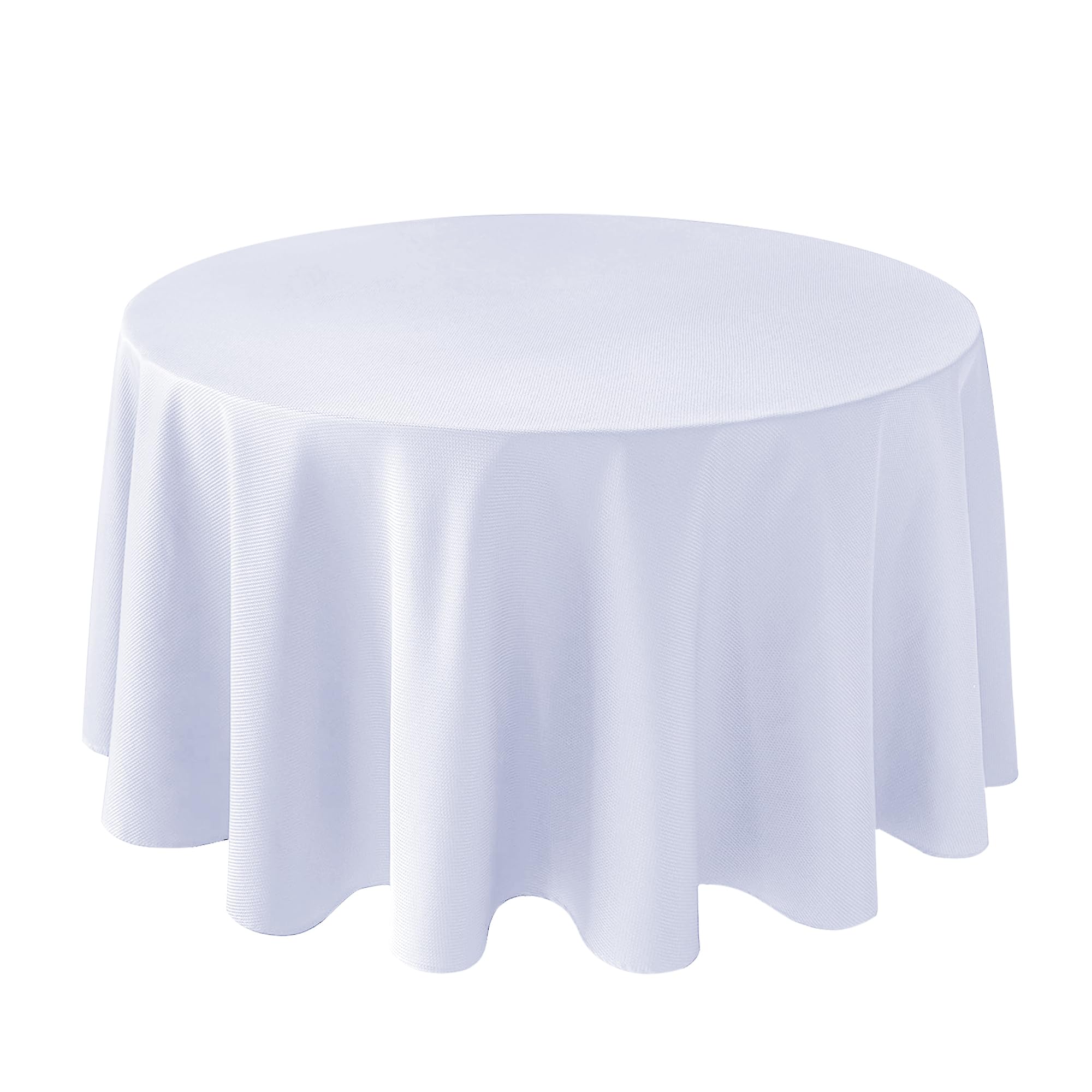 Photo 1 of Biscaynebay Textured Fabric Round Tablecloths 90", White Water Resistant Table Cloths Circle Folding Table Covers Linen for Dining, Kitchen, Wedding and Parties etc.