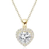 EONFUN 2CT Heart Moissanite Pendant Necklace, D Color VVS1 925 Sterling Silver Dainty Pendant for Women, Wife, Mom, Lady Birthday Gifts