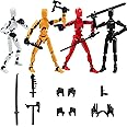 Sulliwayu 4PCS Assembled Titan T13 Action Figures Set Lucky Dummy Nova 13 Action Figure Robot Anime Stick Figures Fidget Toys for Boys Multi Movable Joints Gifts Toys for Kids (White+Black+Yellow+Red)