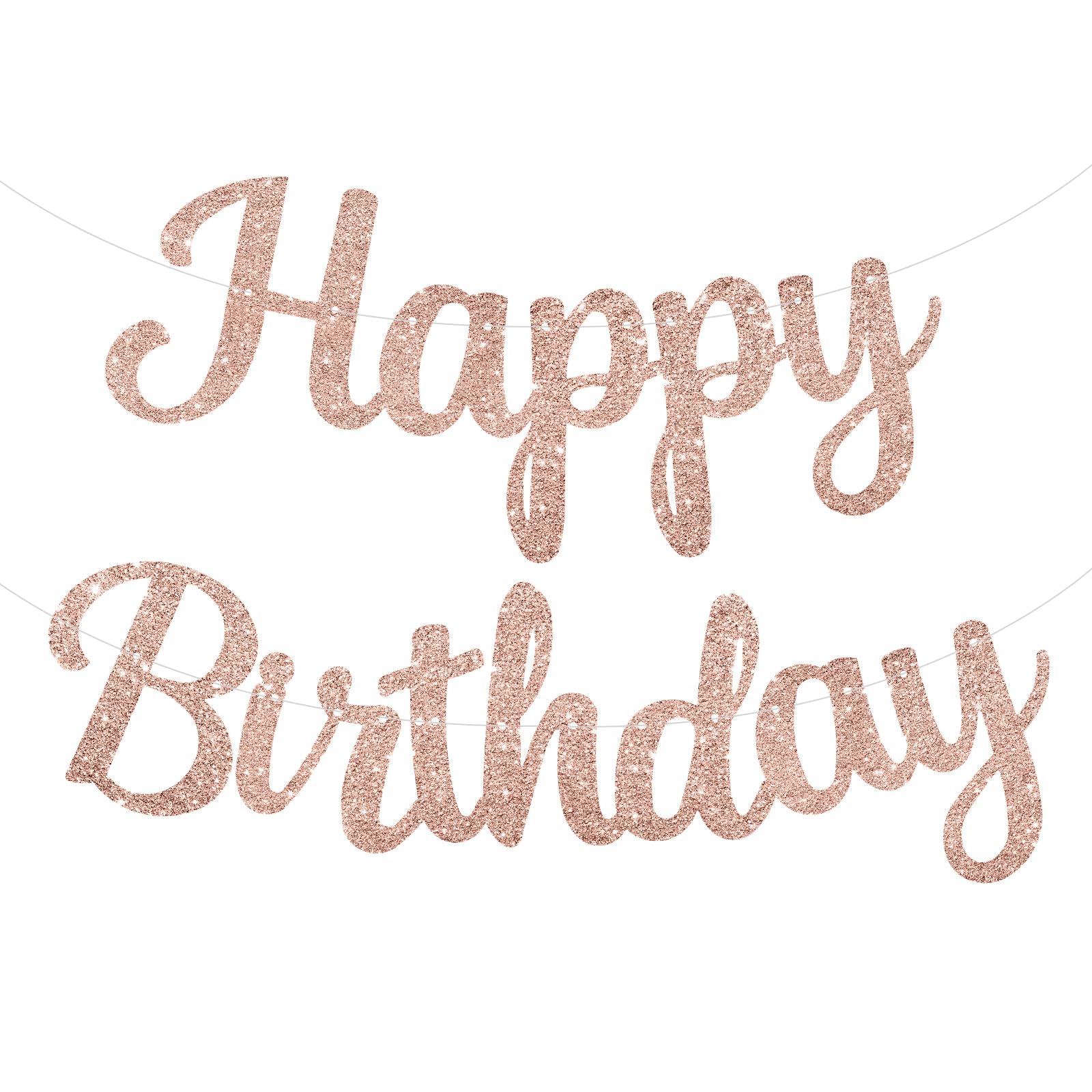 Photo 1 of Pre-Strung Rose Gold Happy Birthday Banner NO DIY for Women Men Party Decorations