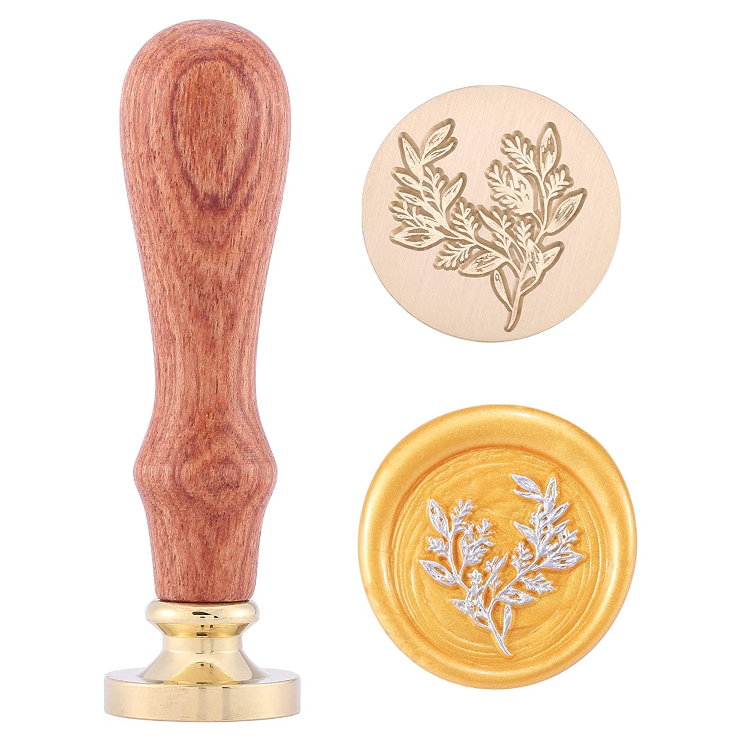 Mogokoyo Botanical Series Vintage Wax Seal Stamp - Retro Classical Plant Copper Stamp With Fancy Pattern Eucalyptus Leaves