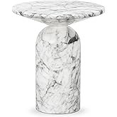 Poly & Bark Wels End Table – Marble Top and Iron Frame – Gray - Modern Accent Table for Living Room or Bedroom – Stylish Squa