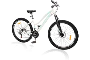 SmiloSprk Hardtail Mountain Bike for Men/Women, 26/27.5" Sizes, 21-Speed Twist Shifting, Disc Brakes, Adult MTB Bicycle with Suspension Fork, Easy Assembly, Ideal for Adventurers