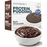 Wonderslim Instant High Protein Pudding Mix &ndash; 7 Servings (Dark Chocolate) | Low Carb Keto Friendly Dessert Snack &ndash; 12g Protein, 80 Calories, 6g Net Carbs &ndash; Gluten Free, Low Sugar Instant Pudding Mix