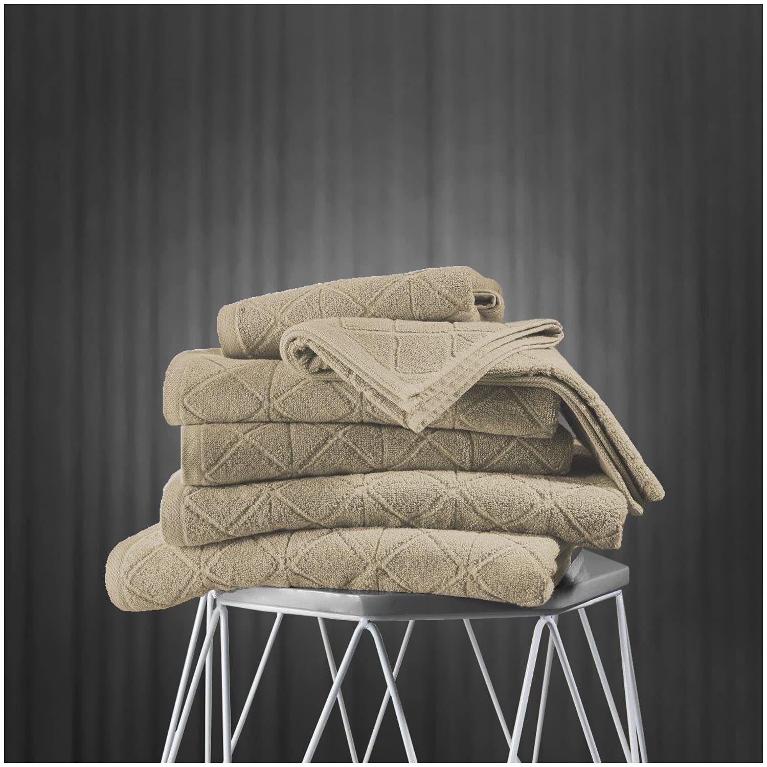 GC GAVENO CAVAILIA Luxury Egyptian Cotton 2 Pack Super Soft 600 GSM Geo Triangle Absorbent Bath Towel, Natural, 70x120 Cm