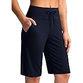 G Gradual Women's Bermuda Shorts with Pockets 11" Knee Length Stretch Comfy Drawstring Long Shorts for Women Summer Walking