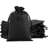 Tapleap Black Gift Bags, 30Pcs 4x6 Satin Bags with Drawstring, For Kids Classroom, Wedding, Birthday, Valentine's Day Party Favors, Jewelry, Bracelets, Earrings, Crystal, for Small Business