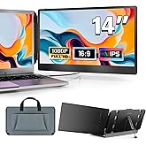 domyfan 14" Laptop Monitor Extender, FHD 1080P IPS Dual Laptop Screen Extender, HDMI/USB-A/Type-C Plug and Play for Windows, Mac, Chrome, Android, Xbox, Switch, PS5, Work with 13.3”-17” Laptops