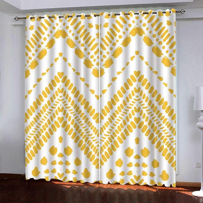 CASFSBLO Blackout CurtainsYellow stripesHome Decorative Eyelet
