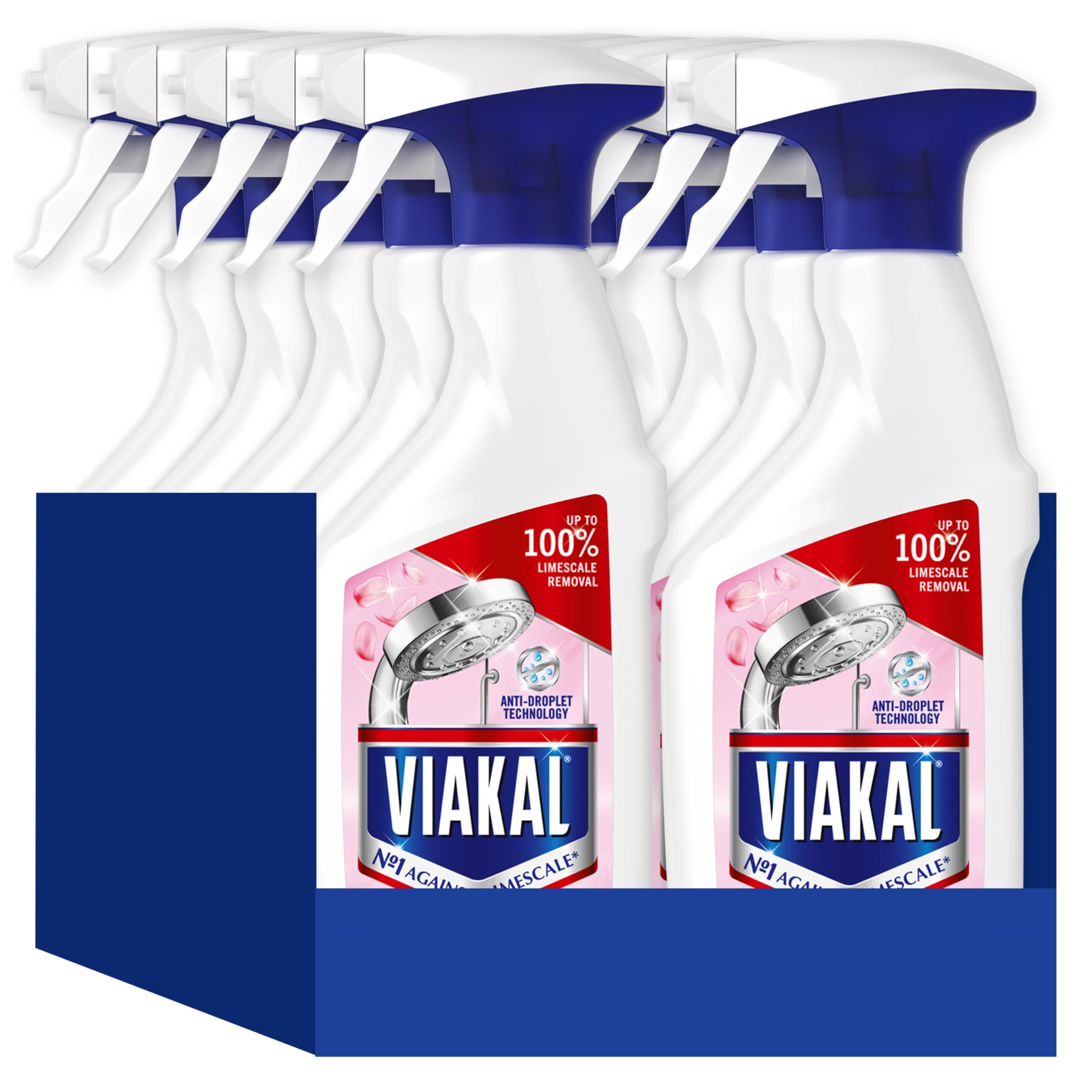 Viakal Limescale Remover Spray, Bathroom Cleaner Spray, Fresh Spring Rose Scent, 5 Litre (500 ml x 10), Toilet Cleaner Limescale Remover
