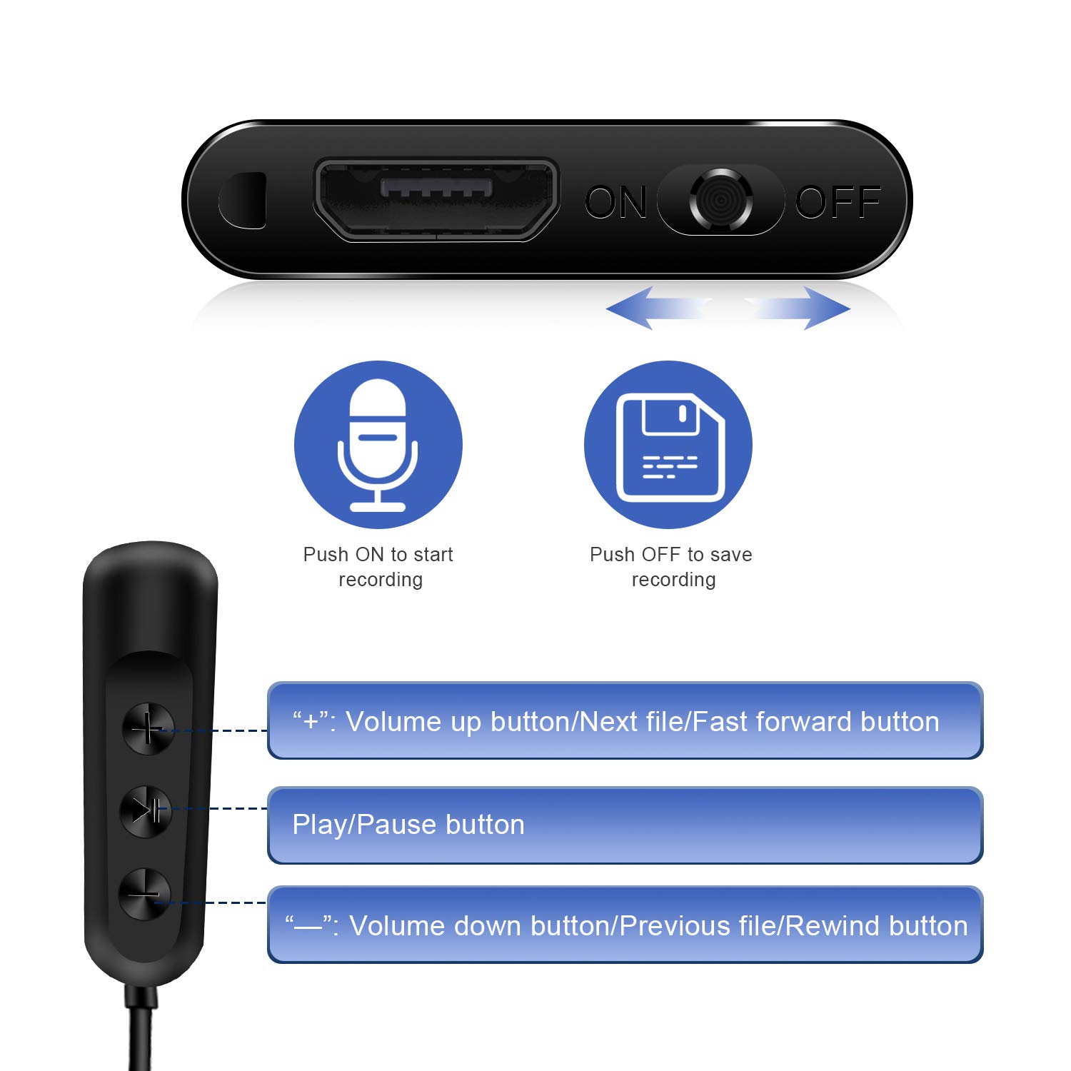 Voice Recorder, Mini Voice Activated Recorder, 8GB Memory Audio