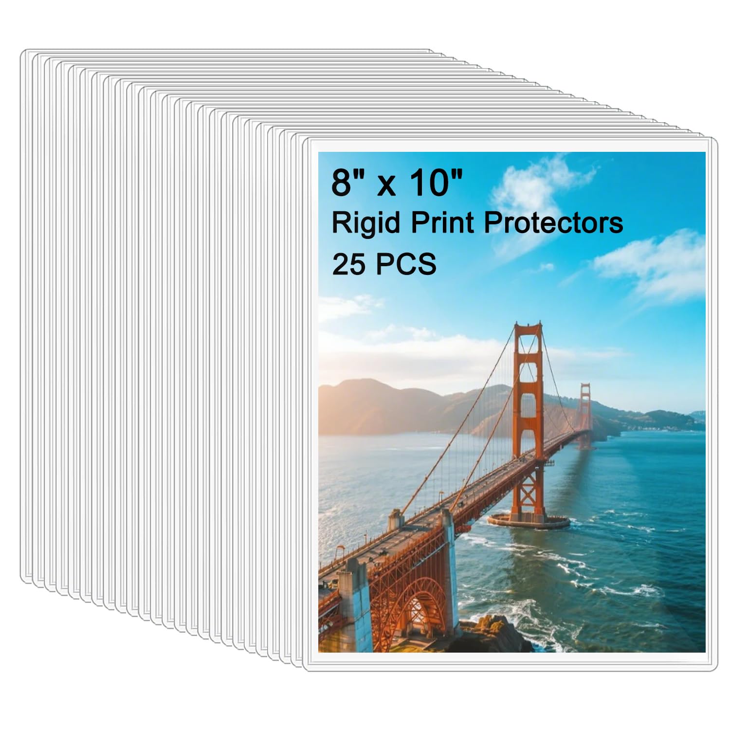 Photo 1 of 25PCS 8" x 10" Clear Rigid Card Sleeves – Waterproof Hard Plastic Protectors for Postcards, Prints, Photos, Trading & Sports Cards – Top Load Jumbo Sheet Holders