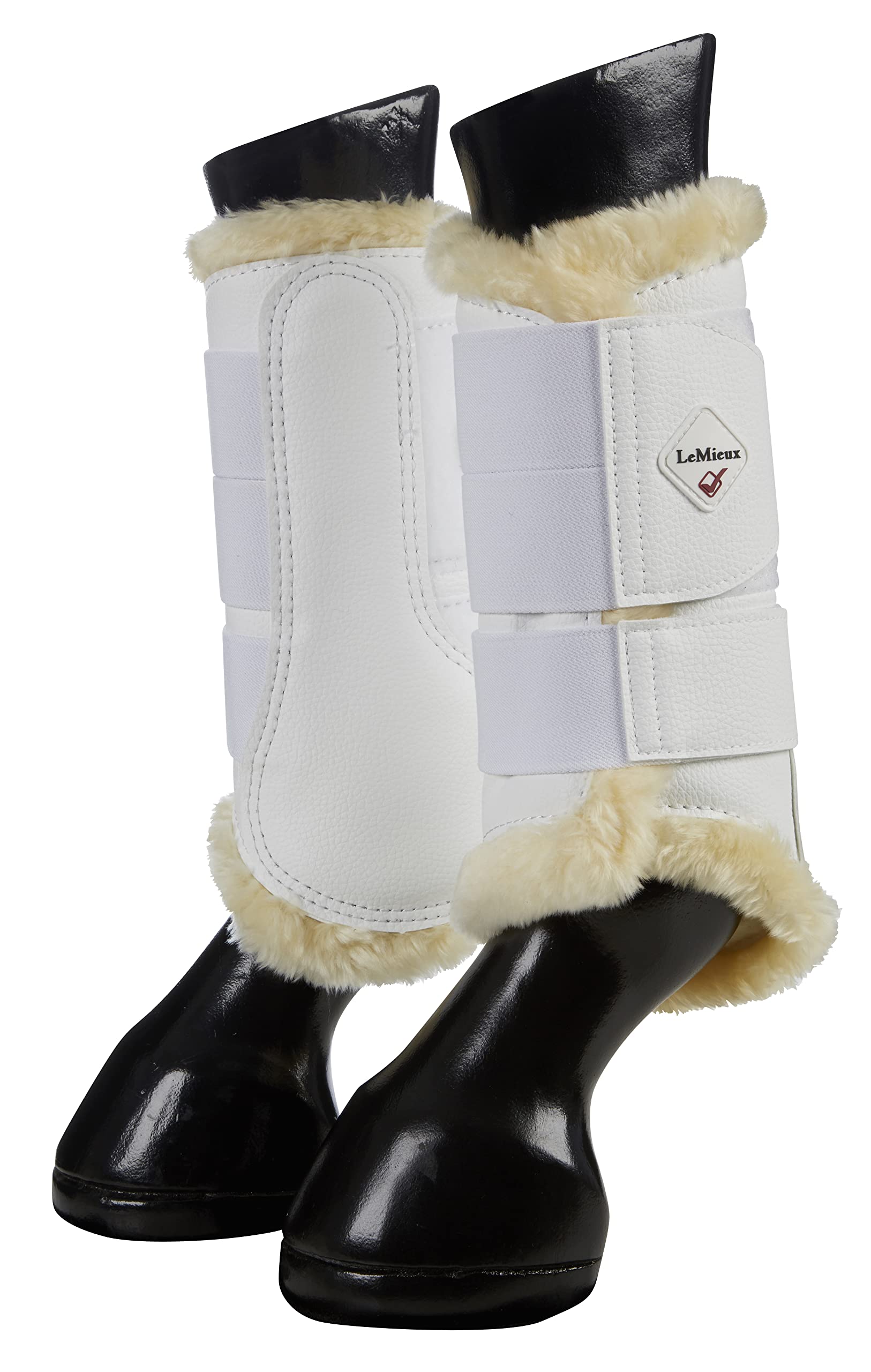 LeMieux Fleece Lined Brushing Horse Boots - Protective Gear and Training Equipment - Equine Boots, Wraps & Accessories (White/X-Large)