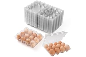 AYAYGD 100 Pack Egg Cartons Cheap Bulk 12 Count,1 Dozen Clear Plastic Egg Cartons for Chicken Eggs, Reusable Egg Carton for Family,Chicken Farm,Markets Display - Egg Holder, Egg Containers for Fresh Eggs