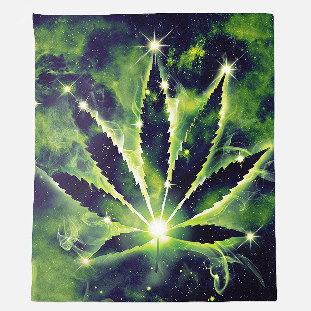 Weed Gift,Green Weed Blanket, Cannabis Leaf Throw Blanket,Marijuana Blanke Custom