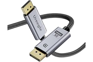 Ureegle 8K Displayport Cable 1.4, 1.5ft Gold-Plated Short DP Cord (8K@60Hz, 4K@144Hz, 32.4Gbps) HDR, DP to DP Cables Compatible with Gaming PC, Laptops, Monitor, Computer, Projector