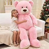 MorisMos Giant Teddy Bear Stuffed Animal 4 Ft,51'' Big Pink Teddy Bear for Girlfriend Boyfriend Wife Mom Fiancée Valentine's Gift,Large Stuffed Bear Plush for Christmas Birthday Baby Shower,Pink
