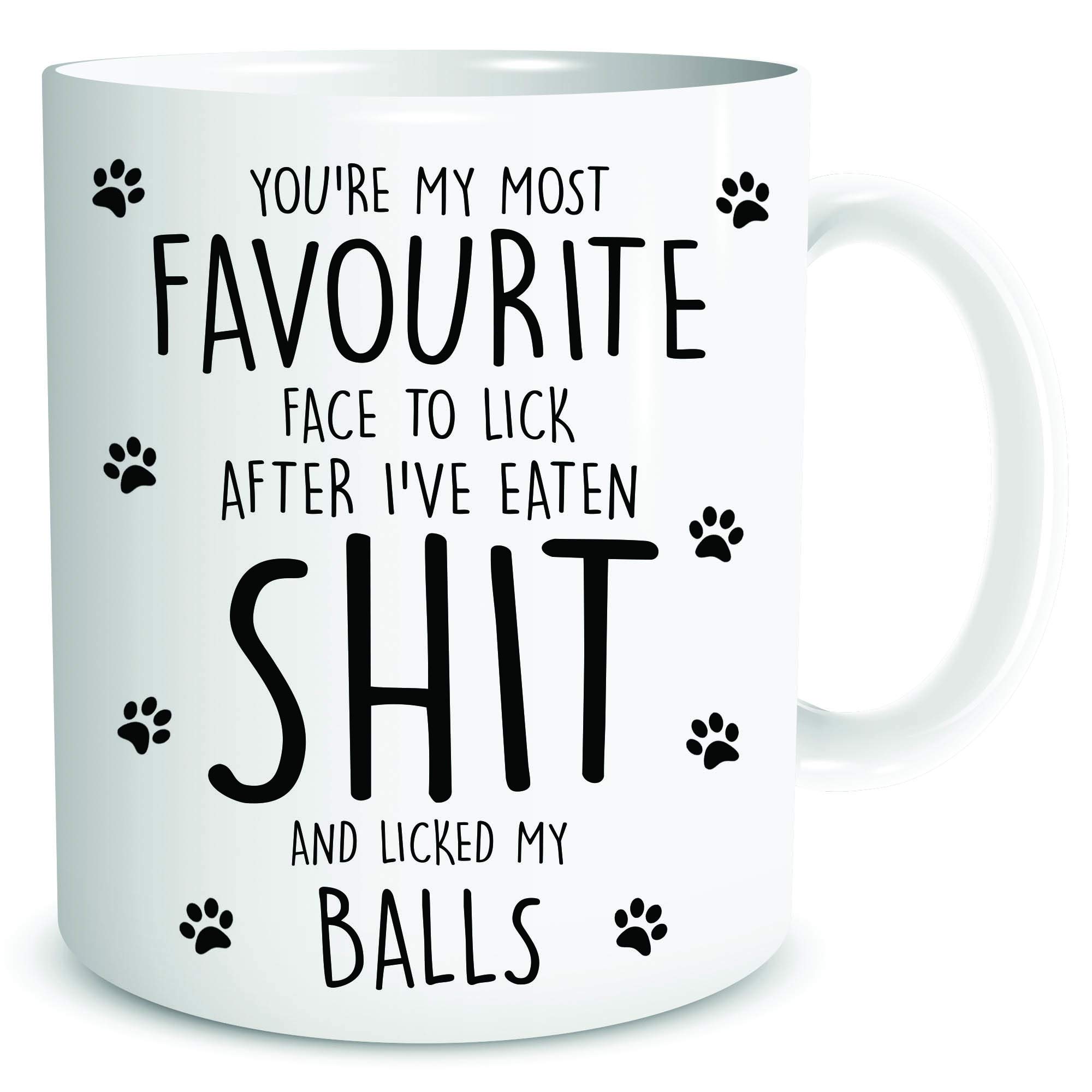 Funny Mug for Dog Dad Dog Mum Favourite Face to Like After I've Eaten Sh*t Licked My Balls Dog Lover Coffee Mugs Cup WSDMUG1864