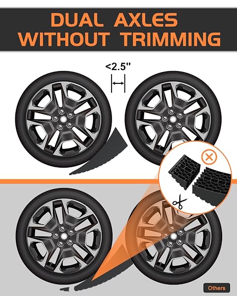 RV LEVELING BLOCKS RAMP KIT, 2 PACKS CAMPER LEVELER SYSTEM FOR TRAVEL WITH TWO CHOCKS, 2 ANTI-SLIP MATS, 1T BUBBLE LEVEL AND CARRY BAG, UP TO 35000 LBS, EASIER & FASTER TO LEVEL CAMPER-ORANGE
