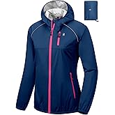 Little Donkey Andy Women's Lightweight Rain Cycling Stretch Jacket with Hood, Windproof and Waterproof, Ultralight Packable