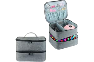 Boczif Nail Polish Carrying Case, Double-Layer Nail Polish Storage Bag- Fits Nail Dryer Lamp and 30 Bottles(15ml/0.5 fl.oz), Nail Polish Organizer bag with Adjustable Dividers for Manicure Set (Grey)
