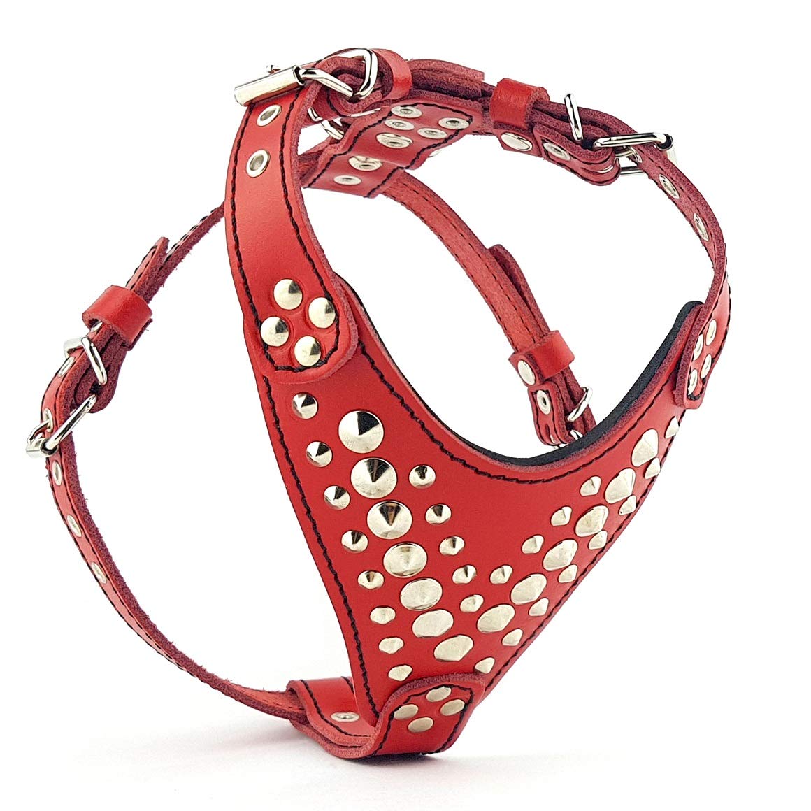 Bestia studded leather harness. French Bulldog size. 100% leather. Handmade in Europe