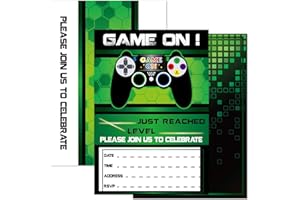 WERNNSAI Game Party Invitations - 20 PCS Magical Fill In Kids Birthday Invitations with Envelopes for Boys Birthday invitatio