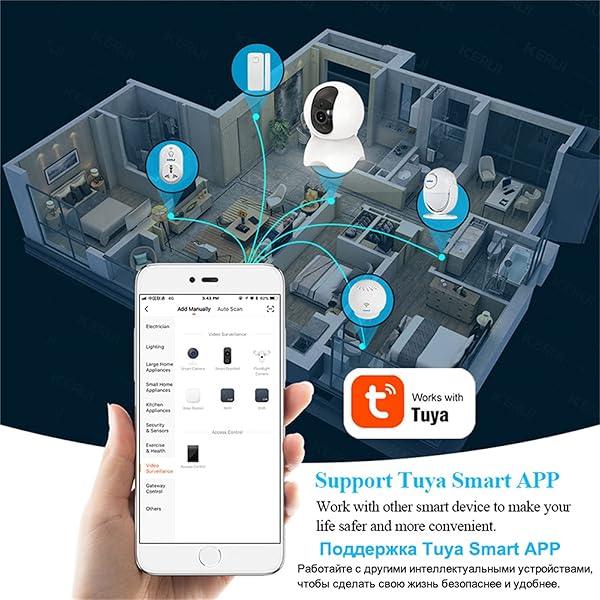 Tuya Smart WiFi Drahtlose IP Kamera 1080P Nachtsicht Home Security 360 Auto Track CCTV berwachung BabyphoneCamera 64g