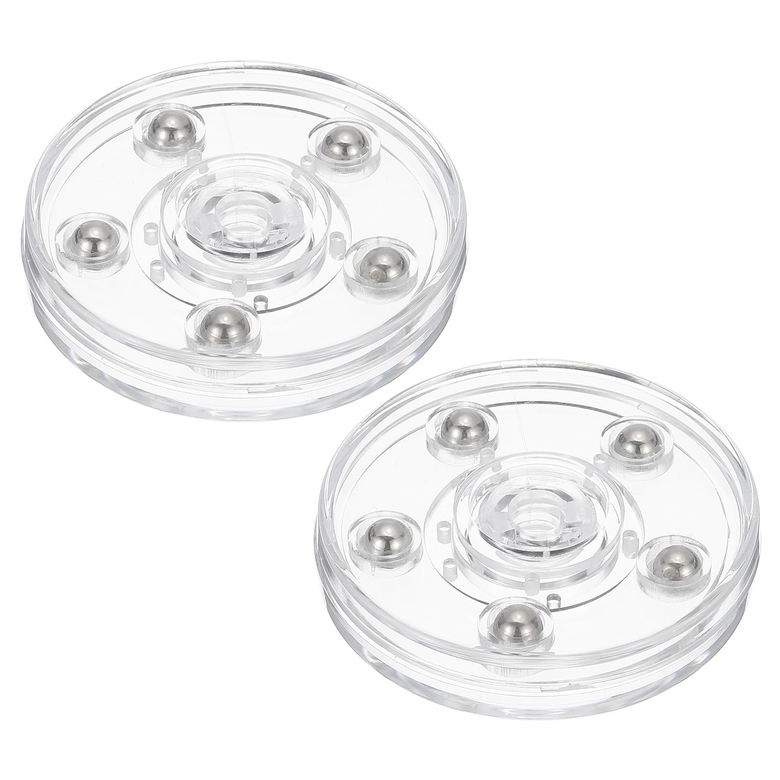 PATIKIL 2.5 Inch Heavy Rotating Swivel Stand, 2Pcs 360˚ Rotation Lazy Susan Turntable with Steel Ball Bearings for Model Base Rotating Plants TV Computers Monitors, Clear