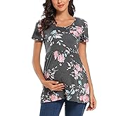 Jezero Women's Maternity Tops Short & Long Sleeve Side Ruching Round Neck Shirts