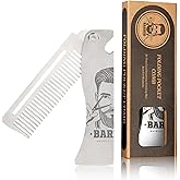 Metal Hair & Beard & Mustache Comb, Multifunctional Folding EDC Pocket Comb With Bottle Opener - Anti-Static for Travel and Everyday Grooming Styling - Silver