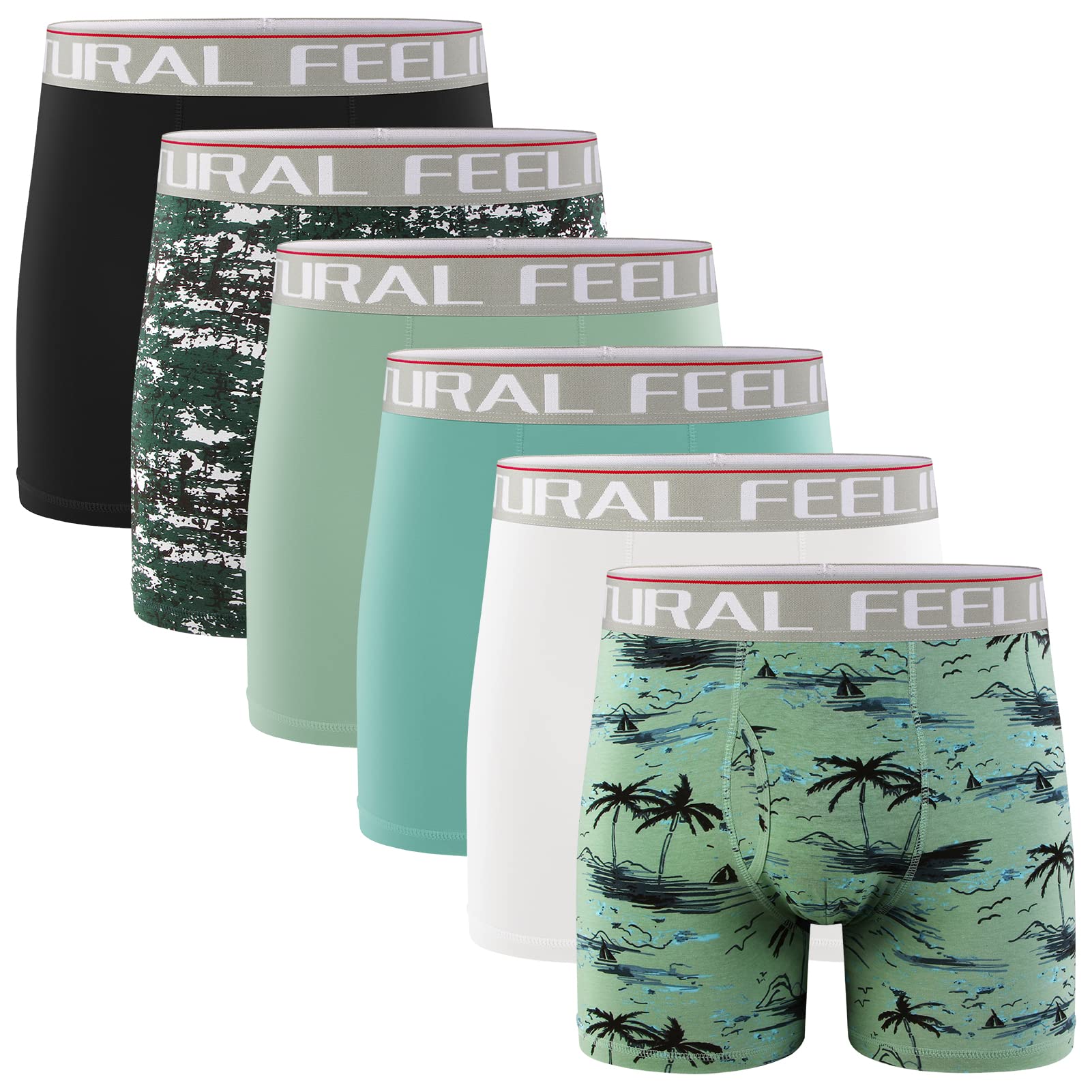Photo 1 of ******MISSING 1 **** Natural Feelings Mens Underwear Boxer Briefs Cotton Stretch Regular Long Leg Boxer Briefs Underwear Men Pack