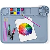 CHALKY CROWN - Silicone Art Mat with Cup for Crafts - Silicone Painting Mat - Thick Large Artist Mat with Cup & Raised Edge for Painting 17.7"x13.7" - Blue