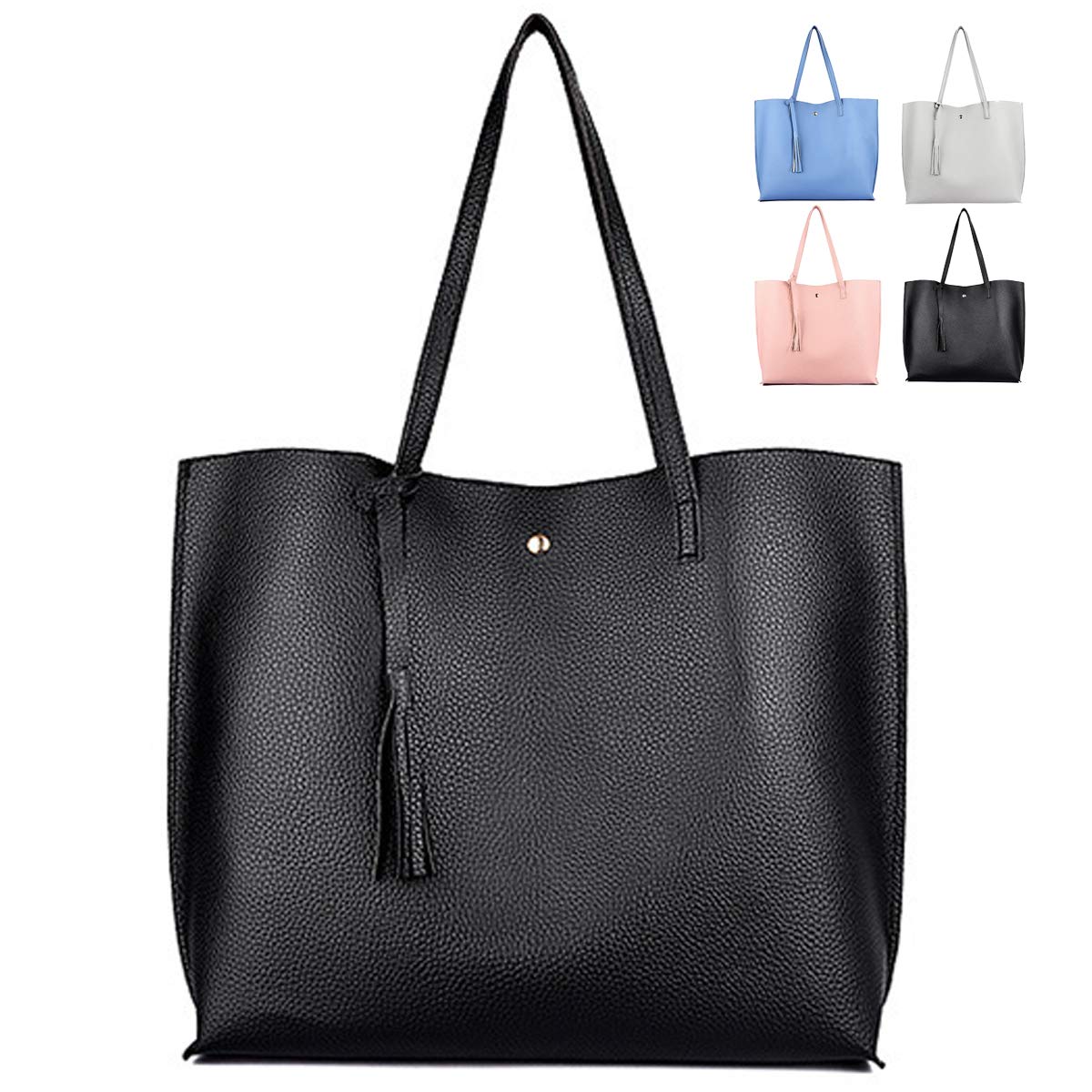 ZhengYue Tote Bag for Women,Ladies Handbag Soft PU Leather Tote Bags Large Capacity Women's Top Handle Shoulder Bag Black