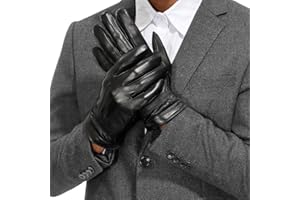 isilila Italian Sheepskin Leather Gloves for Men, Winter Warm Fleece Lined Touch Screen Driving Gloves