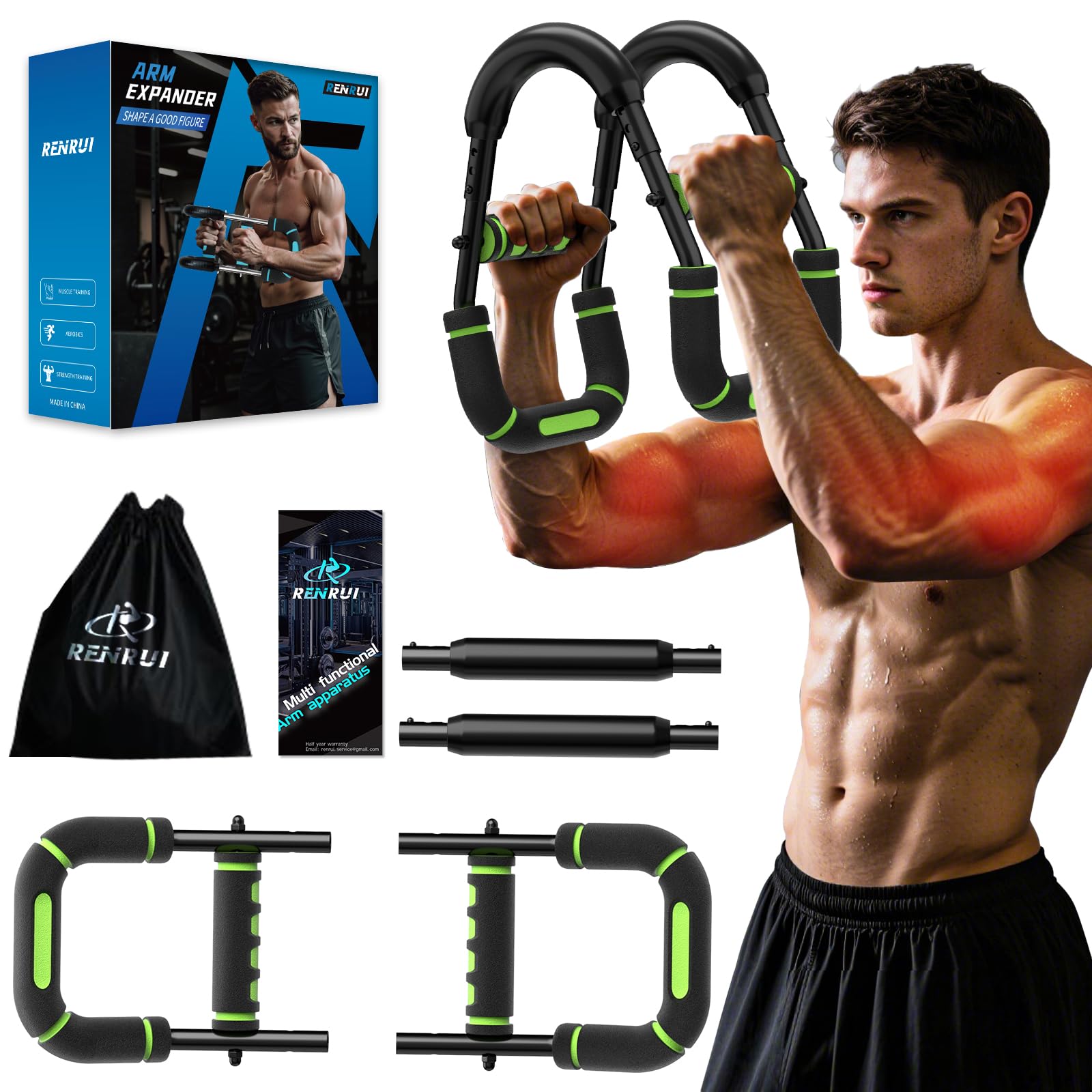 Photo 1 of Twister Arm Trainer, Adjustable 5 Resistance Levels (40-130 lbs) Chest & Arm Workout Equipment for Men & Women, Ergonomic Home Gym Strength Trainer with Anti-Slip Handles & Carry Bag (Green)LPNPMEZ3399452
