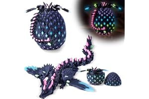 3D Printed Dragon Eggs with Wings Rainbow Glow in The Dark Cool,Articulated Crystal Animals Fidget Toy,Stuff Fun Gifts for Ad