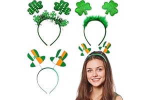 SPINLALA St Patricks Day Shamrock Headbands - 3 Pcs Green Clover Plain Hair Hoops Band Head Boppers Irish Party Costume Accessories