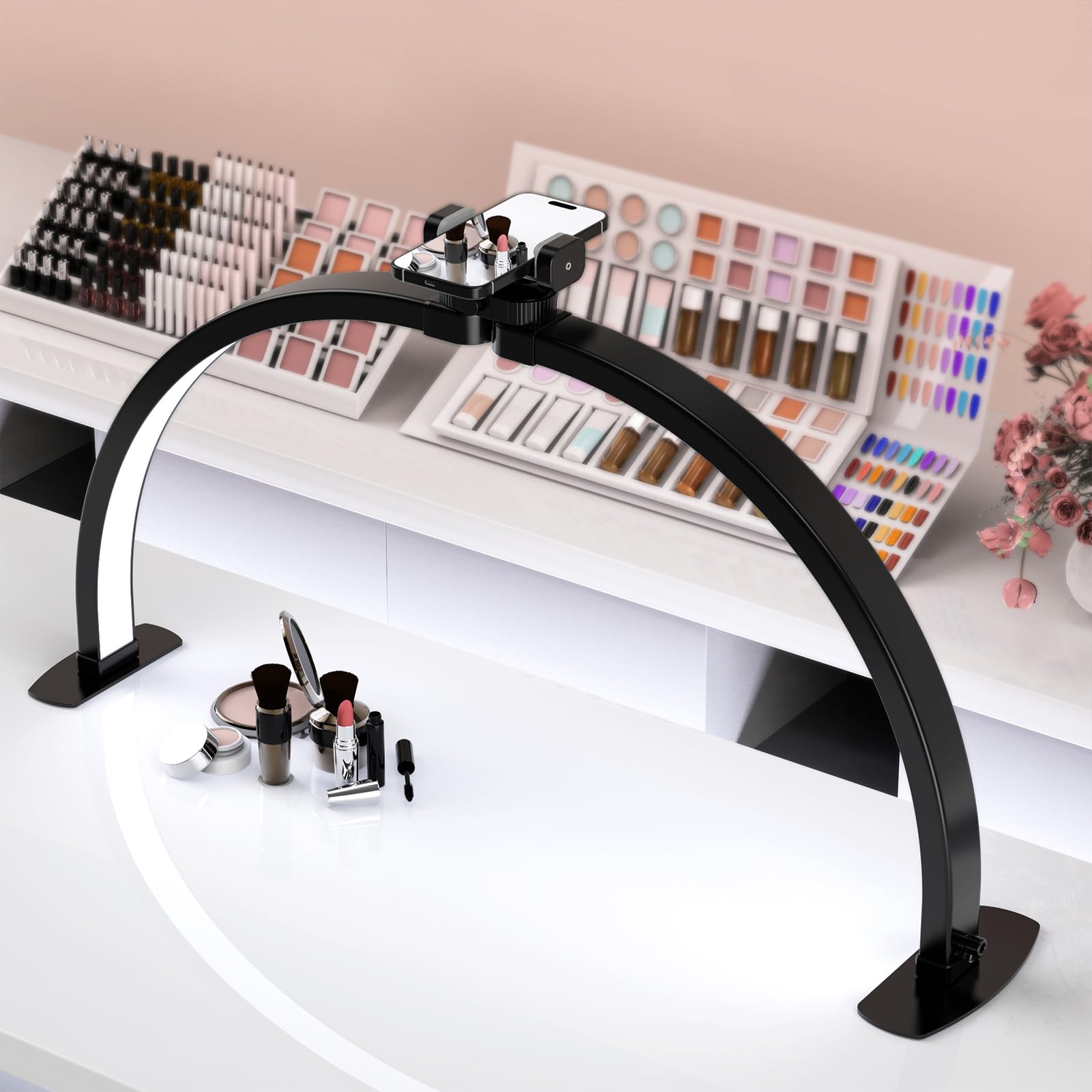 Photo 1 of SLYFTE Professional Large Half Moon LED Light for Nail Desk, Foldable Arch Light for Nail Techs Perfect for Manicure Handicraft Lighting Lamp (Black, Large)