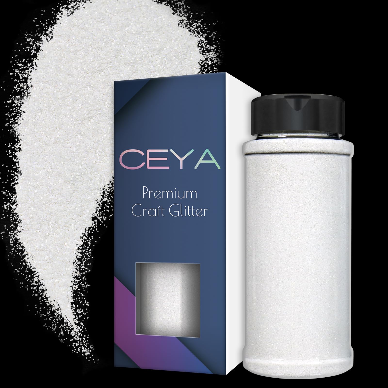 Ceya 3.5oz/ 100g Ultra Fine Glitter Powder Pearl White Glitter 1/128” 0.008” 0.2mm for Slime Epoxy Resin Craft Tumbler Jewelry Nail Art Festival Makeup Scrapbook Painting Wedding Cards