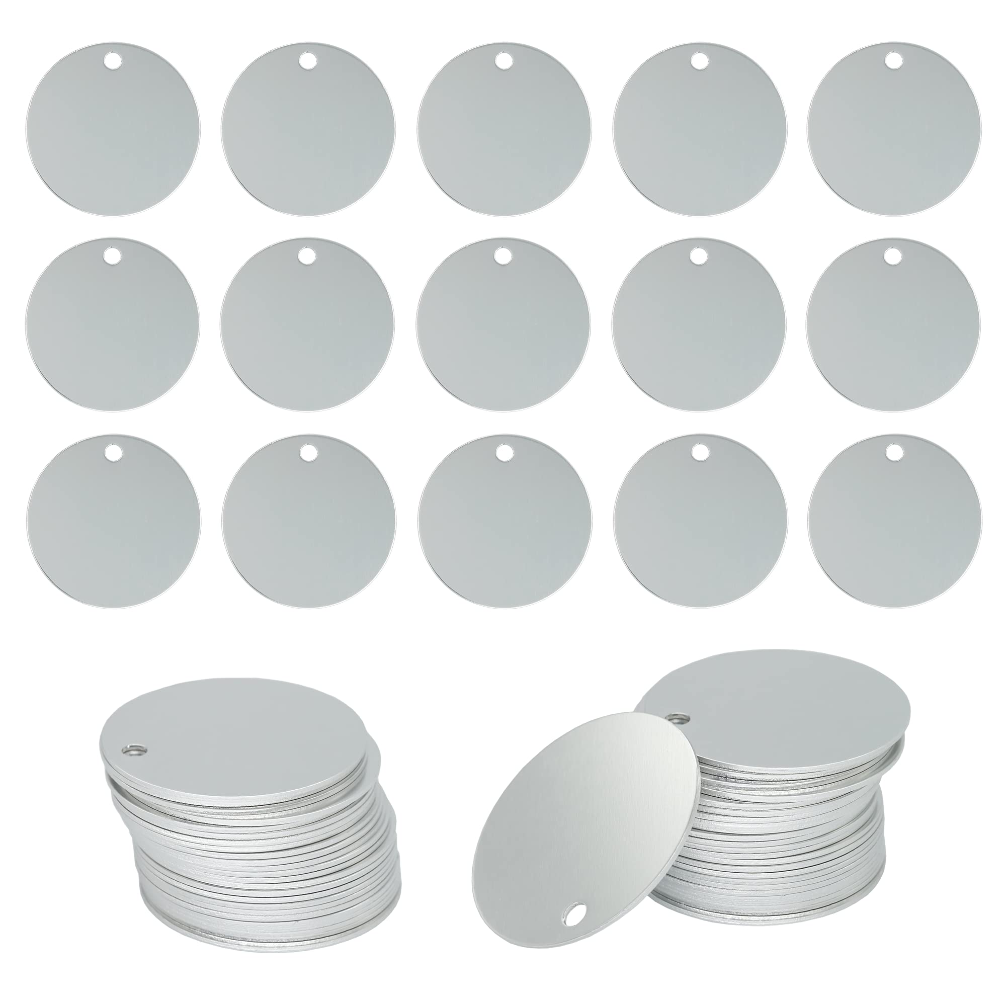 Round Aluminum Engraving Blanks Tags Stamping Blanks 25 Pack Diameter 4 cm (Silver)