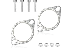 IHOTDER 2PCS 2.5" Exhaust Gasket Kit Include 4PCS Exhaust Bolts,2-Bolt Exhaust Flange Gasket for Automotive Replacement Exhaust Manifold Gaskets OEM#120-06310-0002,Premium Car Accessories (2.5inch)