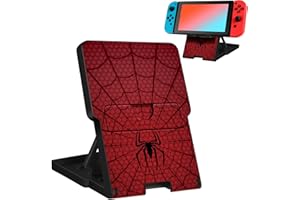 Lotadilo Switch Stand for Nintendo Switch/OLED - Cute Holder for Women Girls Boys Kids Teens Cartoon Design Cool Phone Stand Adjustable Portable Foldable Switch Accessories, Black Red