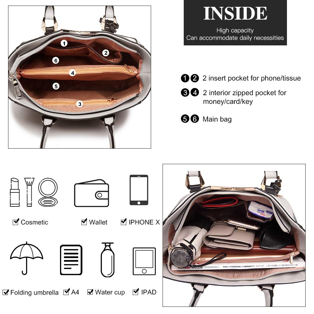 Miss Lulu Handbags for Women Look V-Shape Shoulder Handbag Lightweight Medium Tote Bag PU Leather